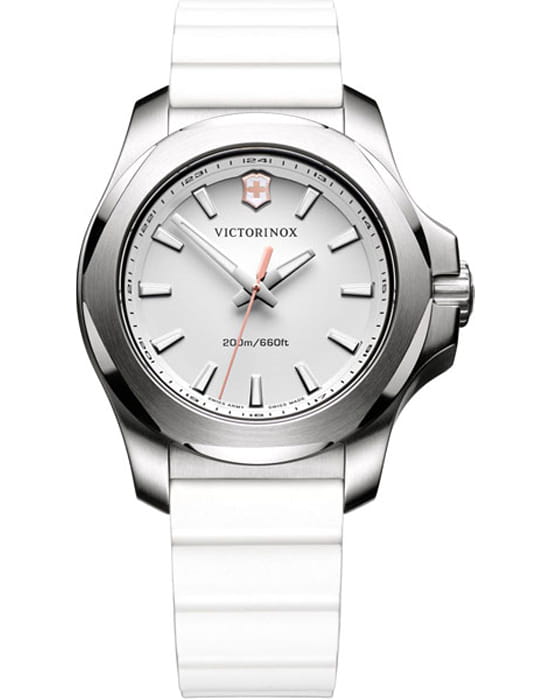 Victorinox Victorinox I.N.O.X. V 241769  241769 кварцевые женские часы белый циферблат, браслет каучук — вид спереди