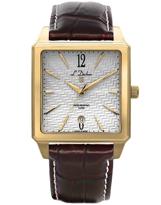 L'Duchen LDuchen D 451.22.23  D 451.22.23 кварцевые мужские часы белый циферблат, браслет кожаный — вид спереди