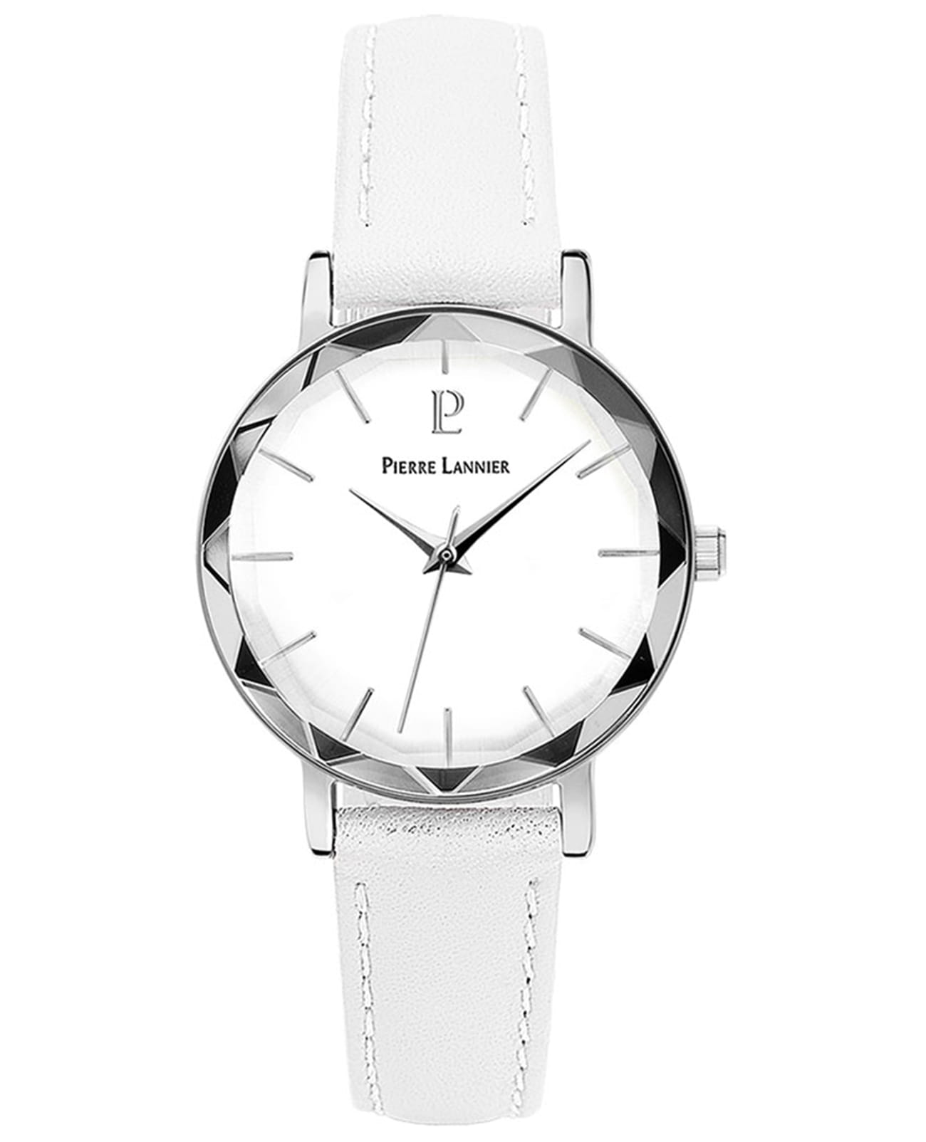 Pierre Lannier Pierre Lannier Multiples 009M600  009M600 кварцевые женские часы белый циферблат, браслет кожаный — вид спереди