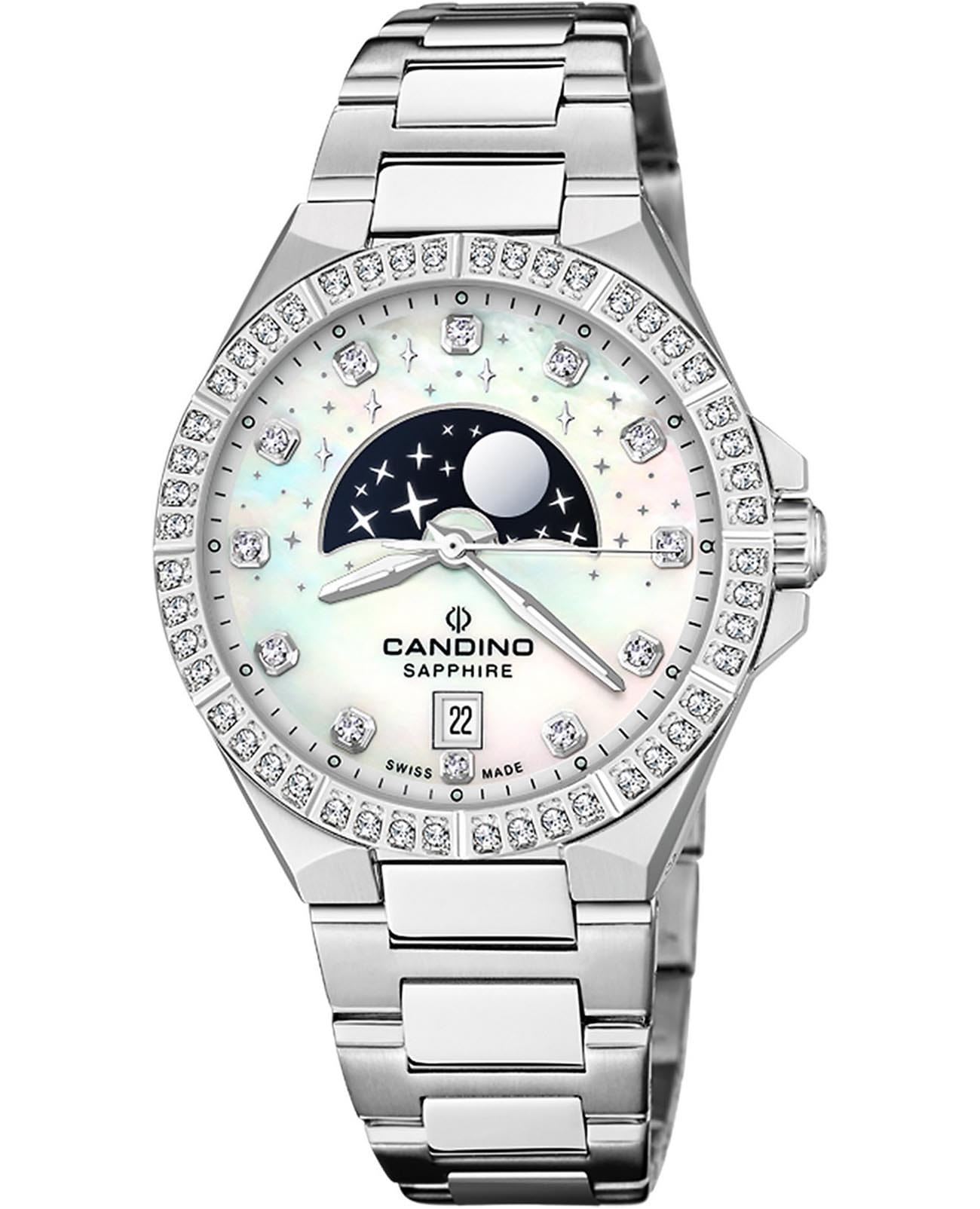 Candino Candino Lady Elegance Moonphase C4760/1  C4760/1 кварцевые женские часы перламутровый циферблат, браслет нержавеющая сталь — вид спереди