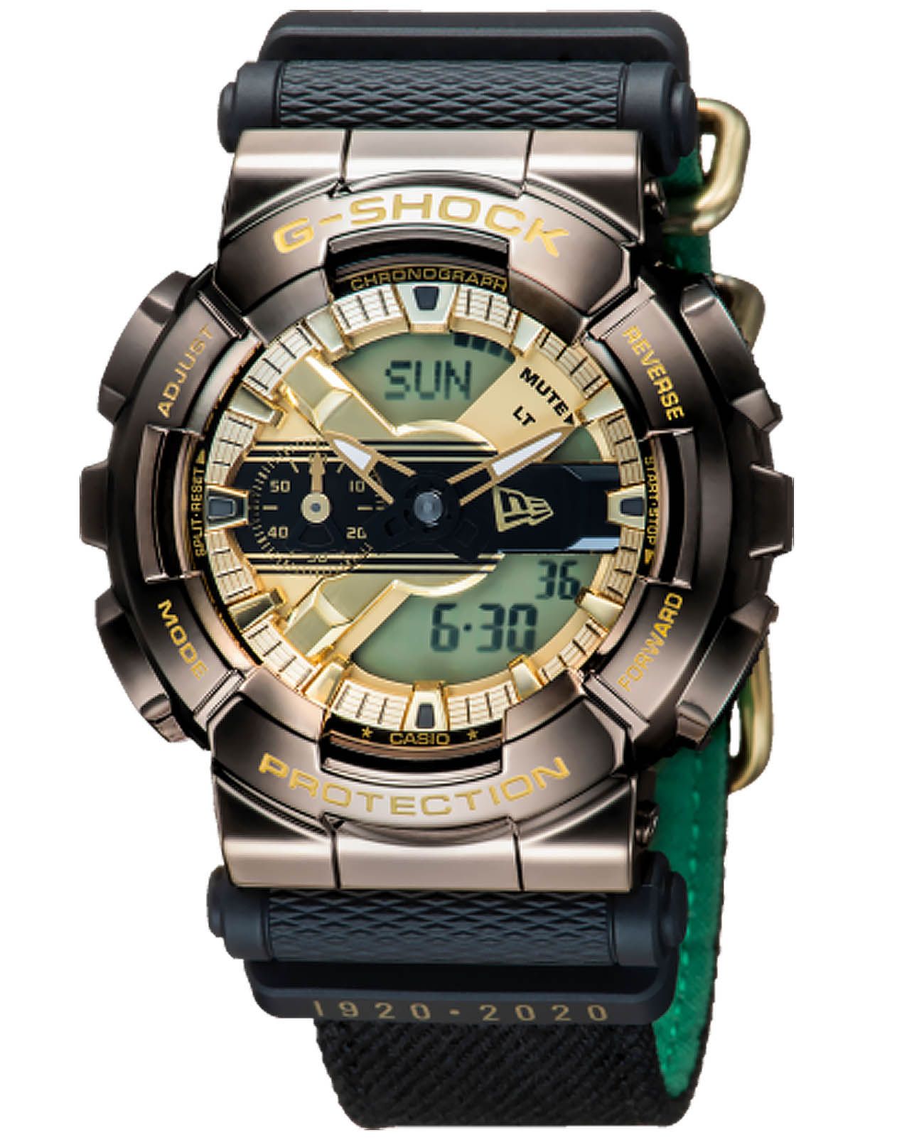 Casio Casio G-Shock GM-110NE-1A GM GM-110NE-1AER электронные мужские часы черный циферблат, браслет полимер — вид спереди