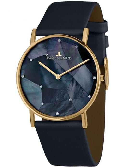 Jacques Lemans Jacques Lemans La Passion 1-2050G  1-2050G кварцевые женские часы синий циферблат, браслет кожаный — вид спереди