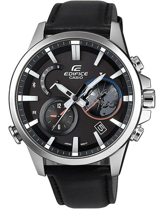 Casio Casio Edifice EQB-600L-1A EQB EQB-600L-1A кварцевые мужские часы черный циферблат, браслет карбон + полимер — вид спереди