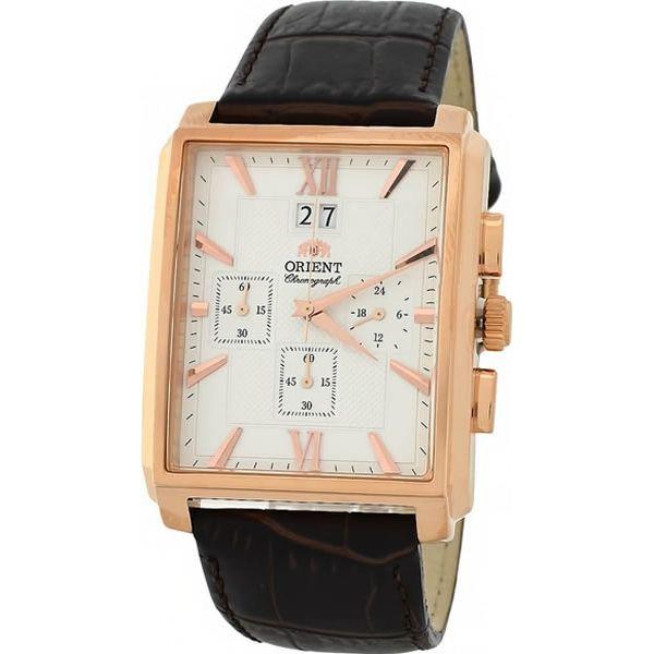 Orient Orient TVAA001W (FTVAA001W)  FTVAA001W  мужские часы белый циферблат, браслет кожа + текстиль — вид спереди