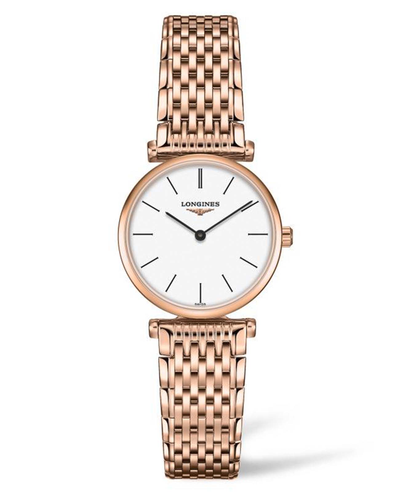 Longines Longines La Grande Classique L4.209.1.92.8  L42091928 кварцевые женские часы белый циферблат, браслет сталь c pvd покрытием — вид спереди