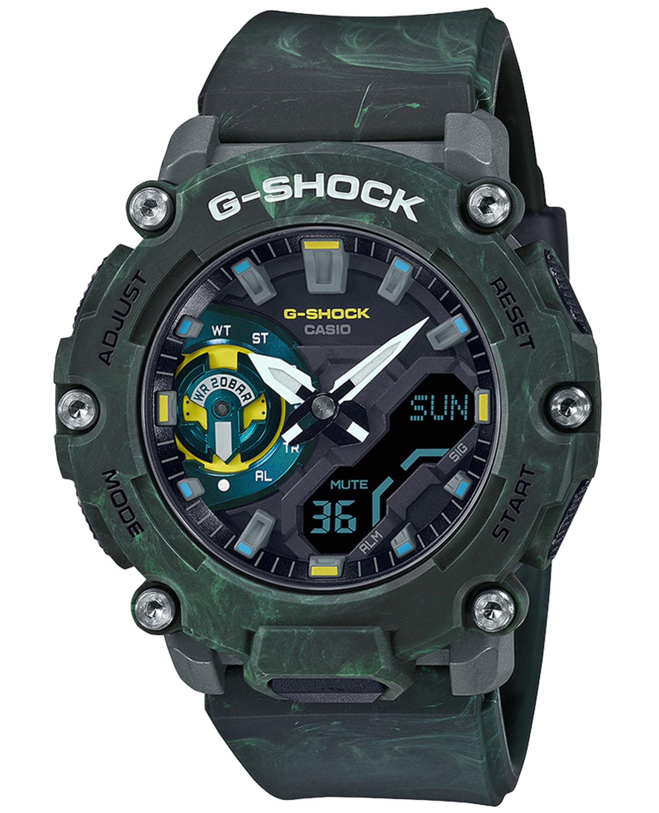 Casio Casio G-Shock GA-2200MFR-3A GA GA-2200MFR-3AER электронные мужские часы  циферблат, браслет полимер — вид спереди