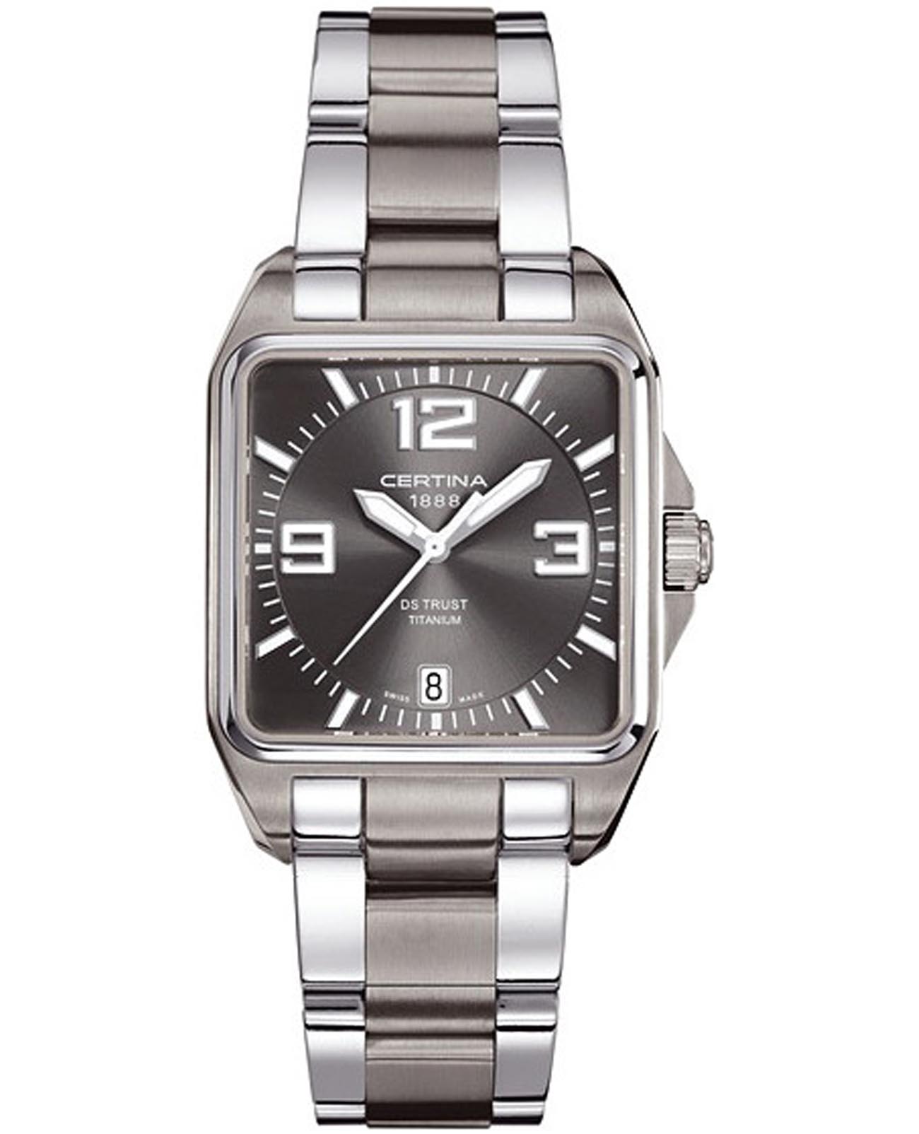 Certina Certina DS Trust C019.510.44.087.00  C0195104408700 кварцевые мужские часы серый циферблат, браслет нержавеющая сталь — вид спереди