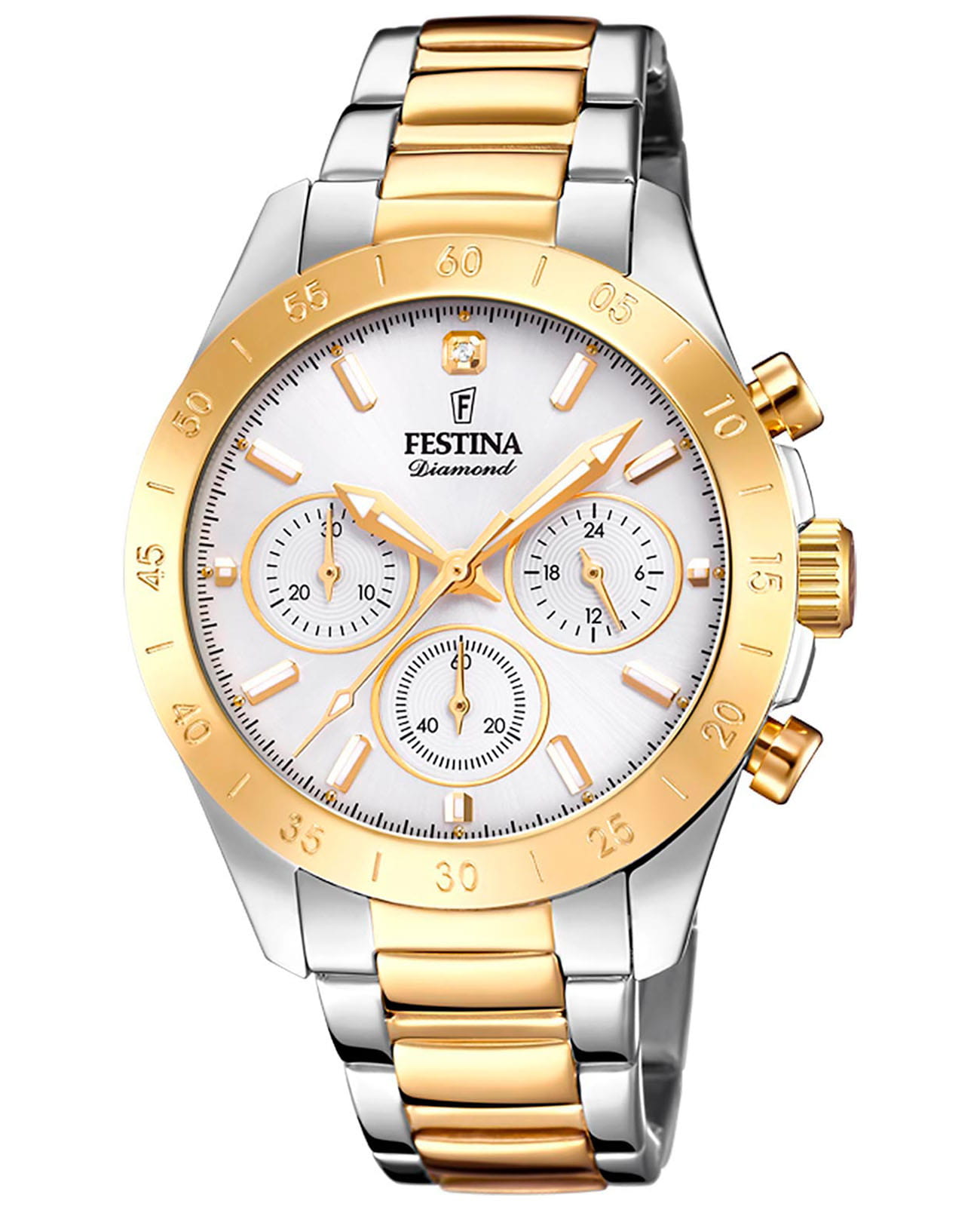 Festina Festina Boyfriend F20651/1  F20651/1 кварцевые женские часы серебристый циферблат, браслет сталь c pvd покрытием — вид спереди