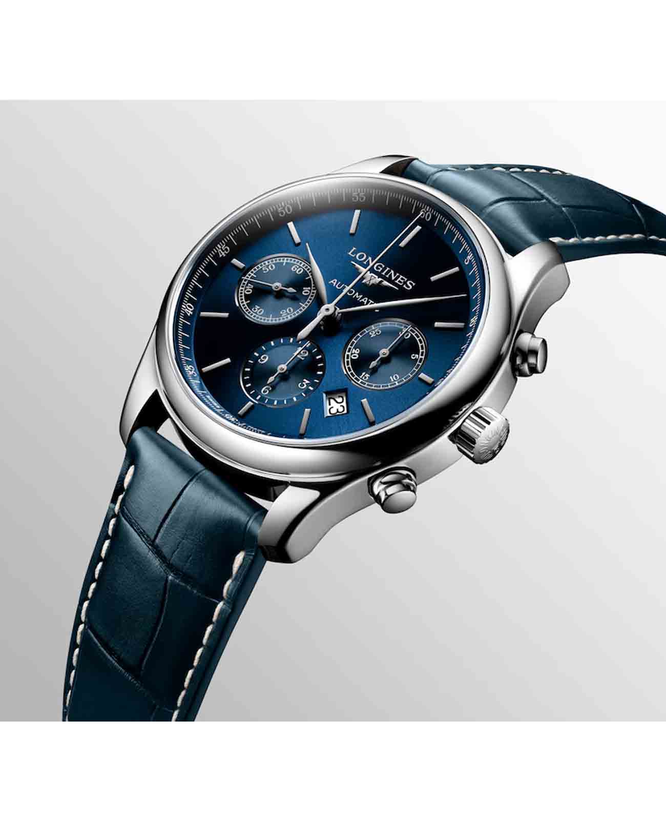 Longines Longines Master Collection L2.759.4.92.0 механические мужские часы часы крупный план синий циферблата