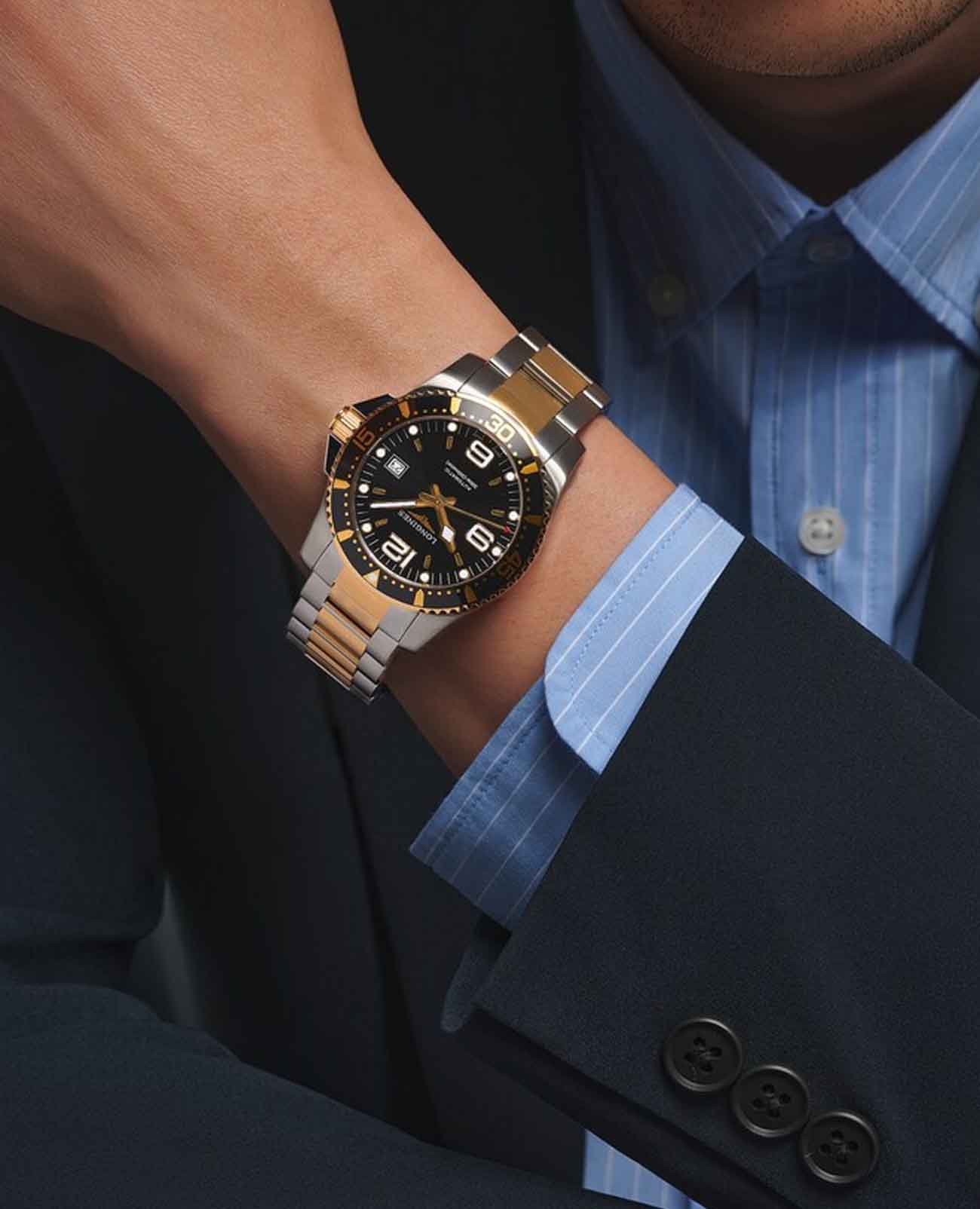 Оригинальные часы Longines Longines Hydroconquest L3.742.3.56.7 механические калибр механизма l888 общий вид