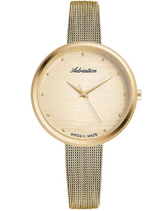 Adriatica Adriatica A3716.1141Q  A3716.1141Q кварцевые женские часы шампань циферблат, браслет сталь c pvd покрытием — вид спереди