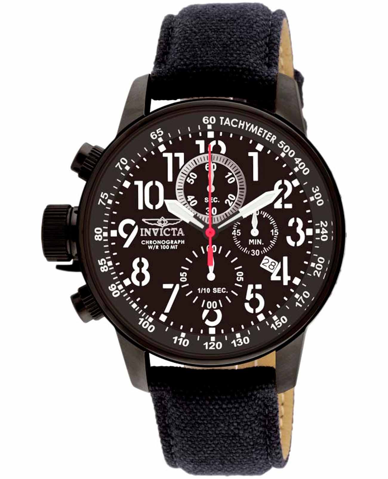 Invicta Invicta I-Force IN1517  IN1517 кварцевые мужские часы черный циферблат, браслет кожаный — вид спереди