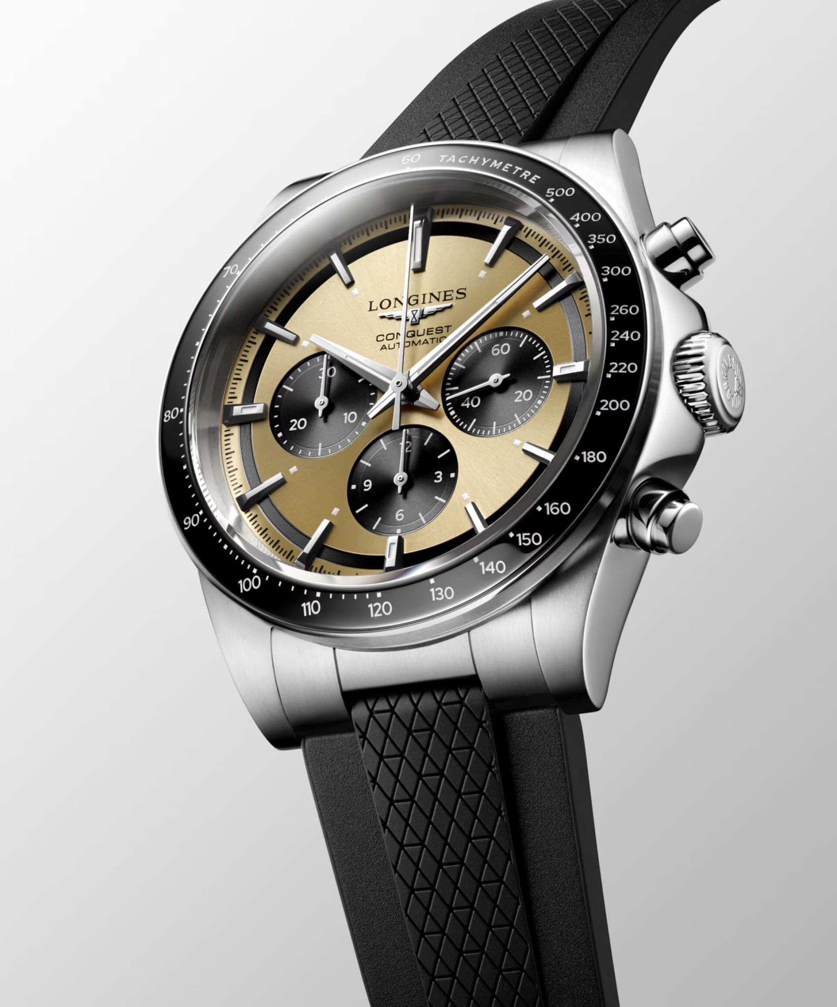 Longines Longines Conquest L3.835.4.32.9, hydroconquest швейцария мужские часы на браслете каучук боковой вид