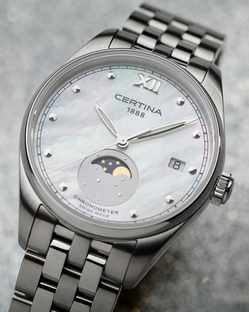 Оригинальные часы Certina Certina DS-8 Lady Moon Phase C033.257.11.118.00 кварцевые калибр механизма eta f05.411 precidrive общий вид