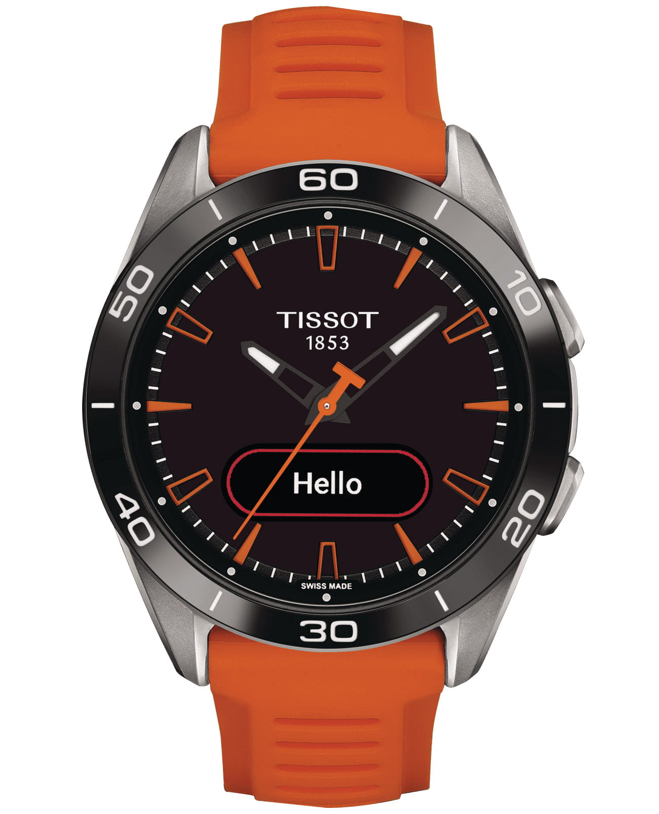 Tissot Tissot T-Touch Connect Sport T153.420.47.051.02 T Touch T1534204705102 кварцевые мужские часы черный циферблат, браслет силикон — вид спереди