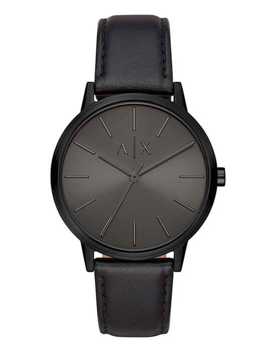 Armani Exchange Armani Exchange Cayde  AX2705  AX2705 кварцевые мужские часы черный циферблат, браслет кожаный — вид спереди