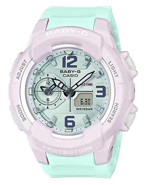 Casio Casio Baby-G BGA-230PC-6B  BGA-230PC-6B кварцевые женские часы бирюзовый циферблат, браслет пластик — вид спереди