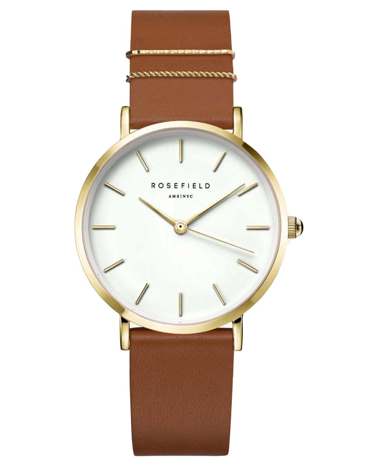 Rosefield Rosefield The West Village WWCG-W86  WWCG-W86 кварцевые женские часы белый циферблат, браслет кожаный — вид спереди