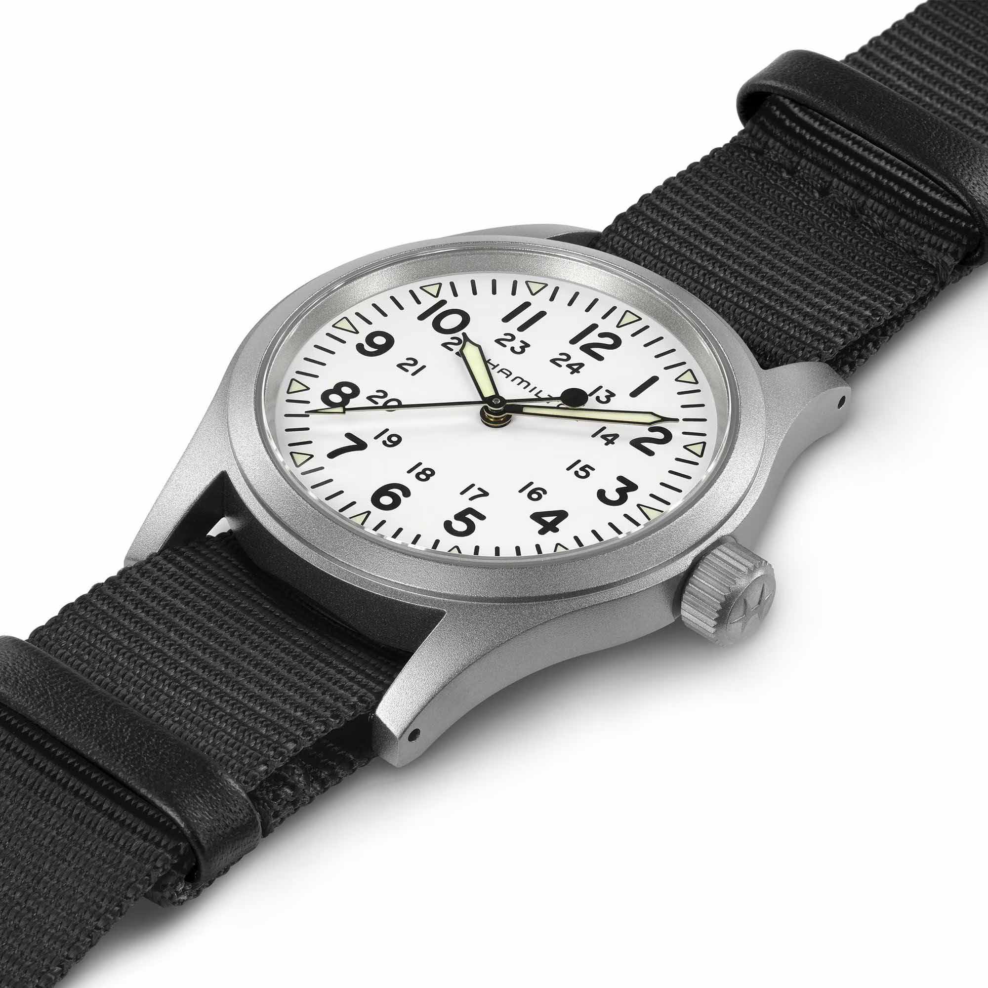 Hamilton Hamilton Khaki Field Mechanical H69439910 механические мужские часы часы крупный план белый циферблата
