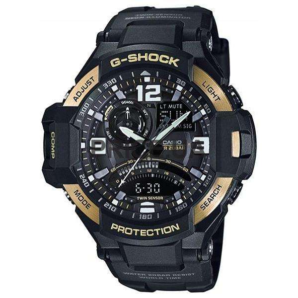 Casio Casio G-Shock GA-1000-9G GA-1000 GA-1000-9G электронные мужские часы черный циферблат, браслет силикон — вид спереди