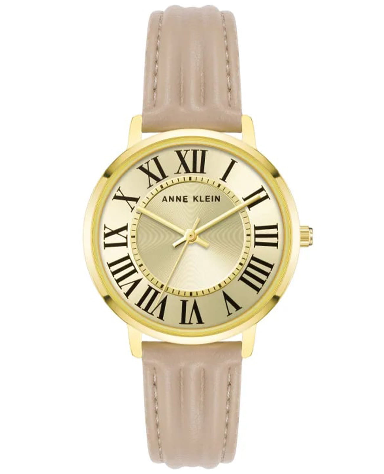 Anne Klein Anne Klein Leather 3836GPTN  3836GPTN кварцевые женские часы золотой циферблат, браслет кожаный — вид спереди