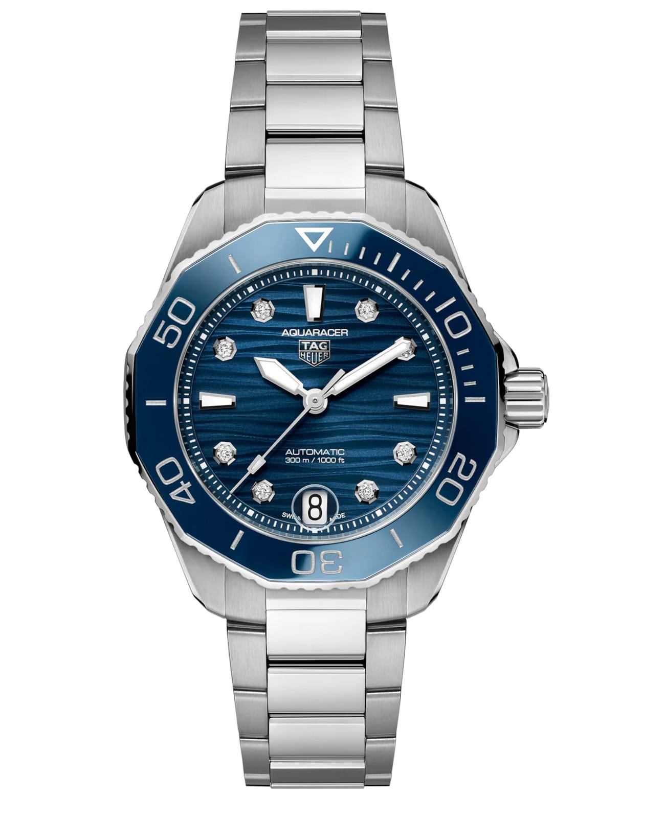 TAG Heuer TAG Heuer Aquaracer Professional 300 WBP231B.BA0618  WBP231B.BA0618 механические женские часы синий циферблат, браслет нержавеющая сталь — вид спереди