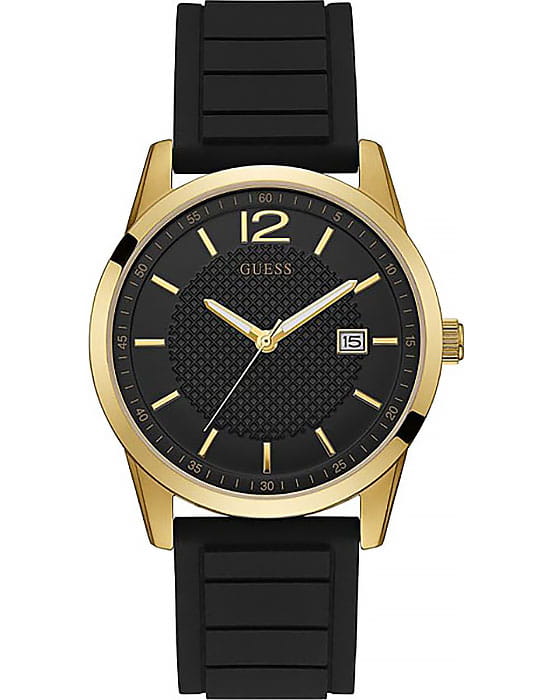 Guess Guess W0991G2  W0991G2 кварцевые мужские часы черный циферблат, браслет силикон — вид спереди