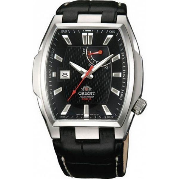 Orient Orient FDAG005B (FFDAG005B)  FFDAG005B механические мужские часы черный циферблат, браслет кожа + текстиль — вид спереди