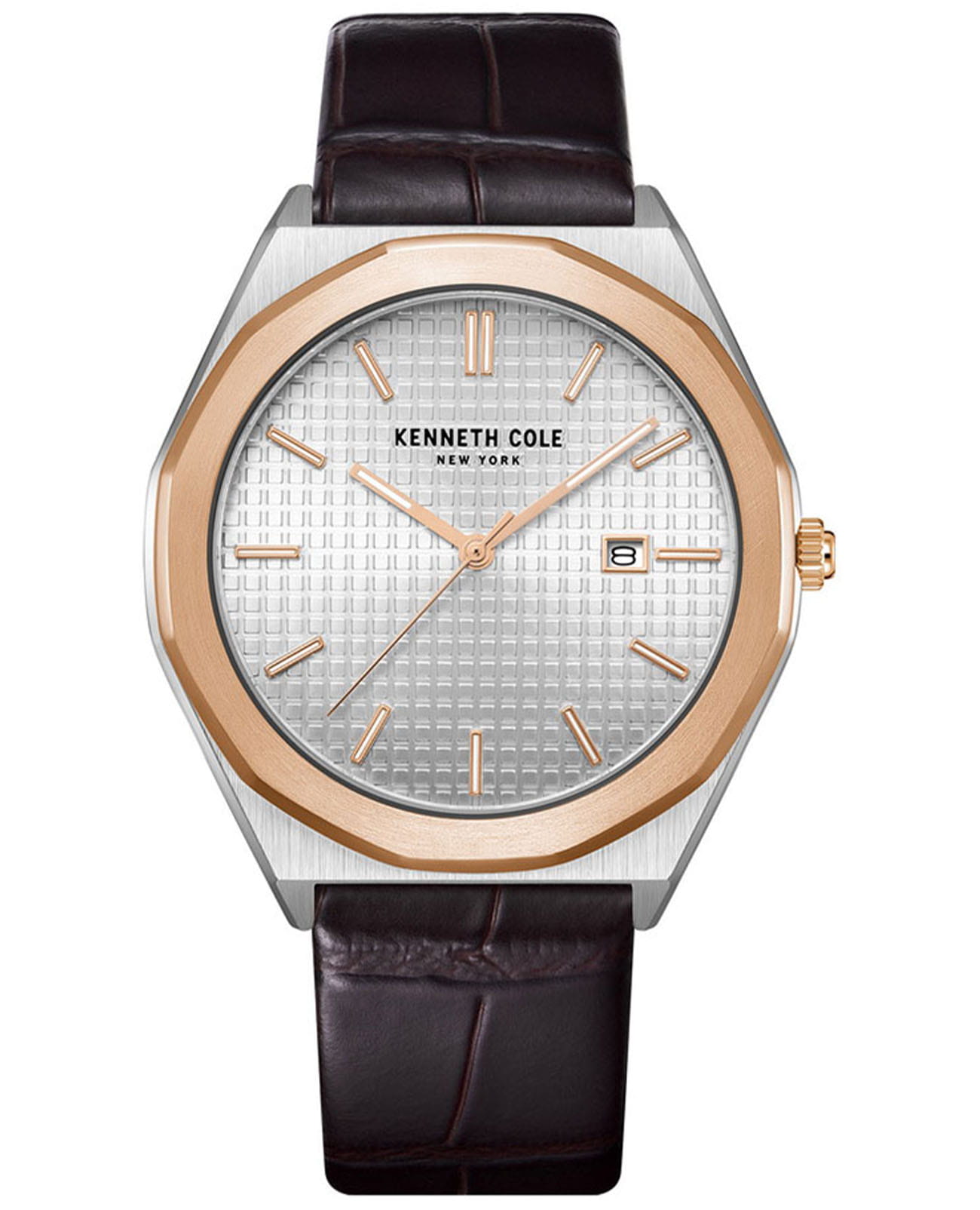 Kenneth Cole Kenneth Cole Classic KCWGB2234210  KCWGB2234210 кварцевые мужские часы серебристый циферблат, браслет кожаный — вид спереди