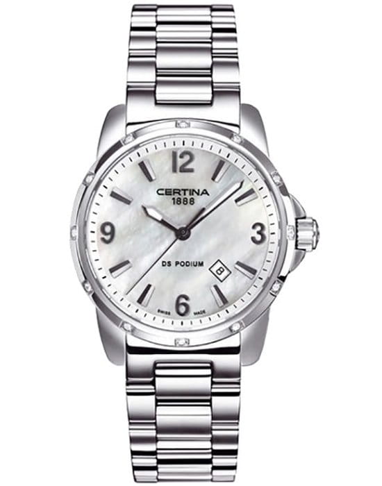 Certina Certina DS Podium C001.210.11.117.10  C0012101111710 кварцевые женские часы перламутровый циферблат, браслет нержавеющая сталь — вид спереди