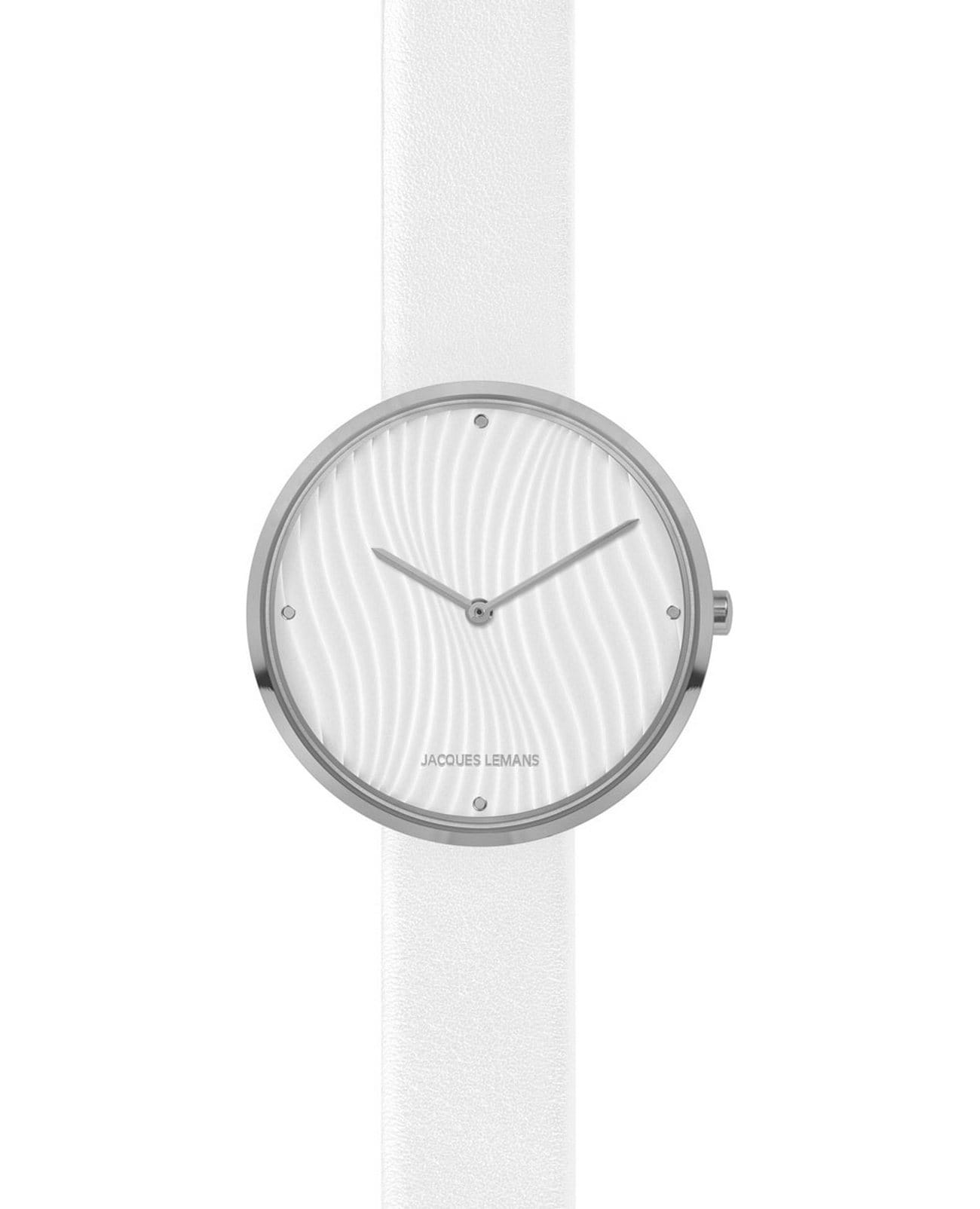Jacques Lemans Jacques Lemans  Design Collection 1-2093A  1-2093A кварцевые женские часы белый циферблат, браслет кожаный — вид спереди