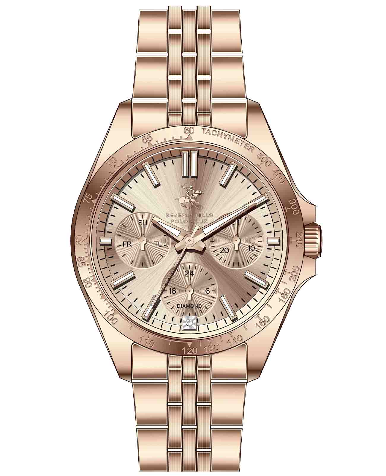 Beverly Hills Polo Club Beverly Hills Polo Club BP3771C.410  BP3771C.410 кварцевые женские часы золотой циферблат, браслет нержавеющая сталь с ip-покрытием — вид спереди