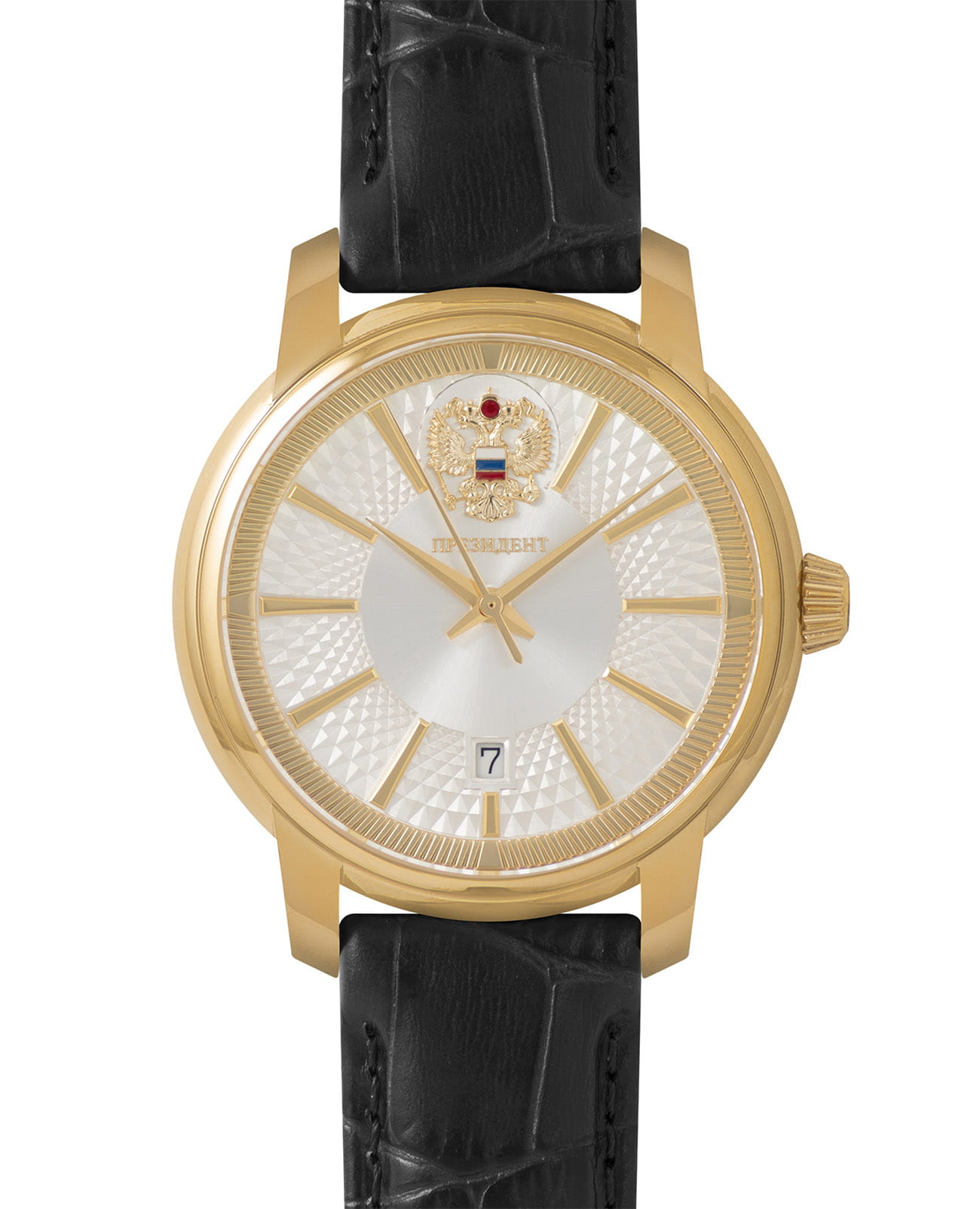 Президент Президент 4956004  4956004 механические мужские часы белый циферблат, браслет кожаный — вид спереди