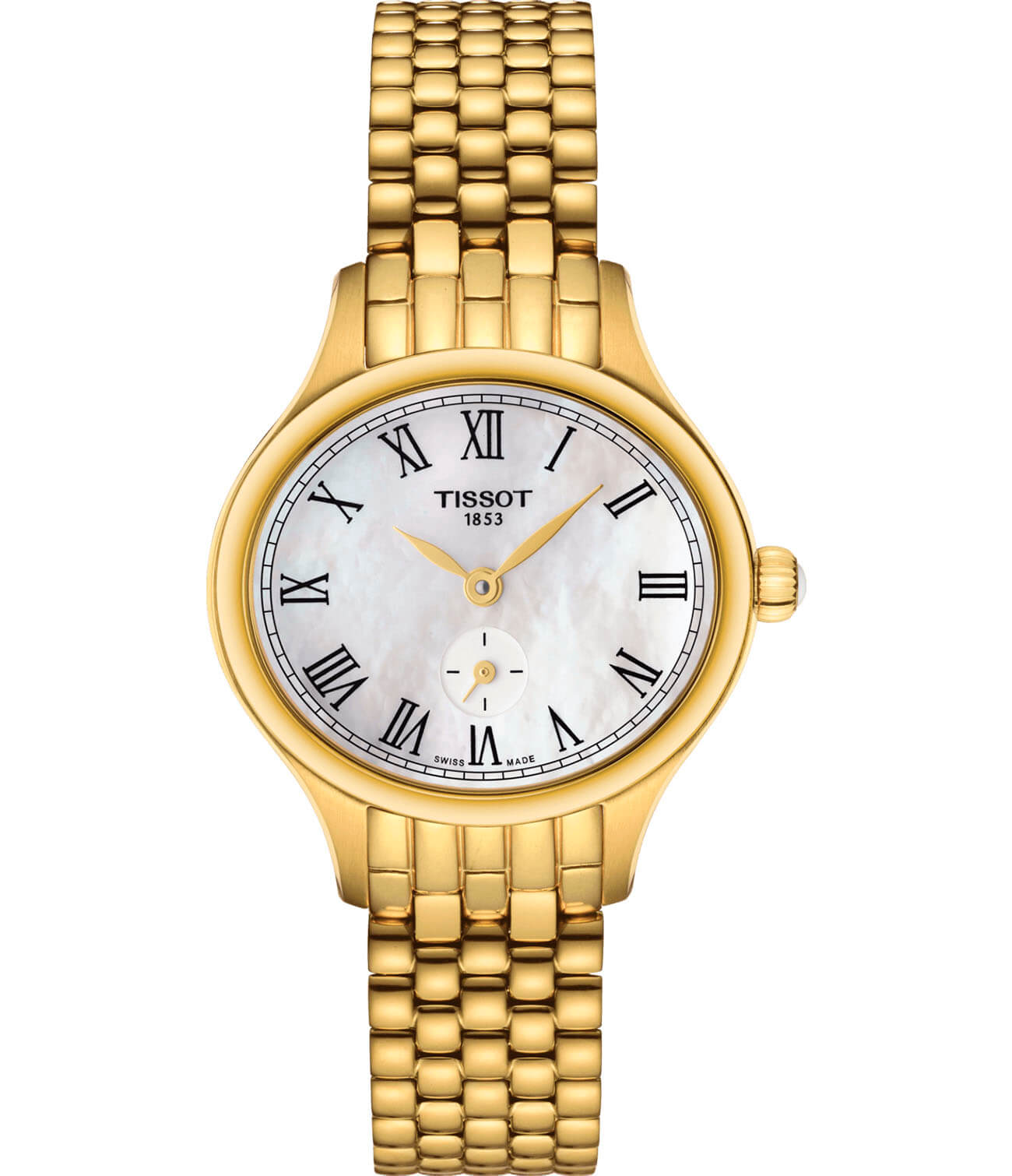 Tissot Tissot Bella Ora Piccola T103.110.33.113.00 Bella Ora T1031103311300 кварцевые женские часы белый циферблат, браслет сталь c pvd покрытием — вид спереди