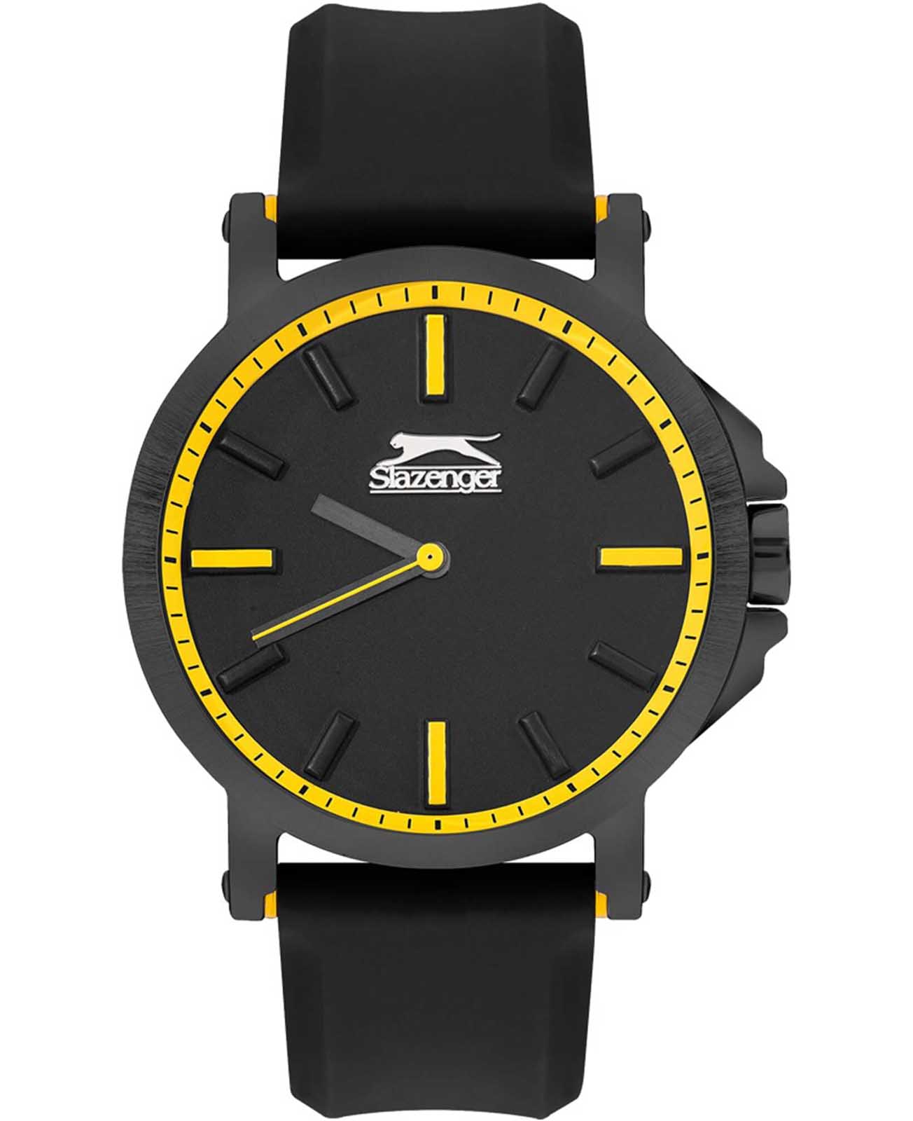 Slazenger Slazenger SL.09.2220.1.05  SL.09.2220.1.05 кварцевые мужские часы черный циферблат, браслет силикон — вид спереди