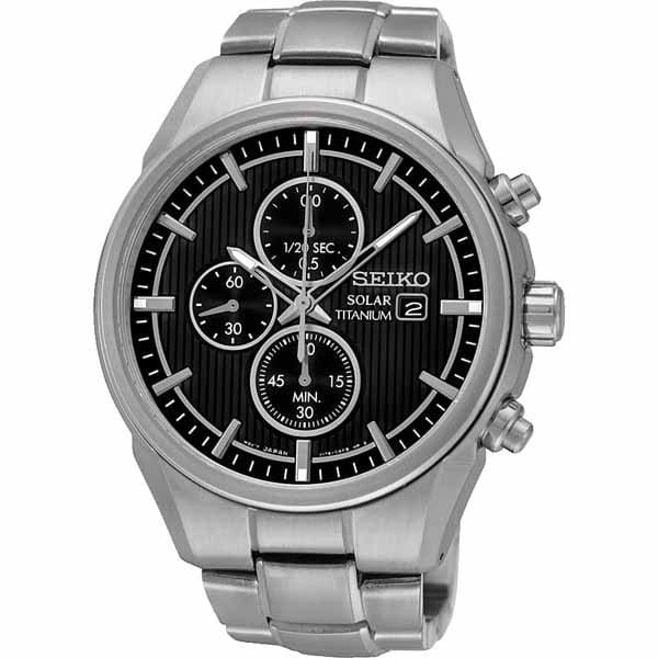 Seiko Seiko Conceptual Series Sports SSC367P1  SSC367P1 автокварц (кинетик) мужские часы черный циферблат, браслет титановый — вид спереди