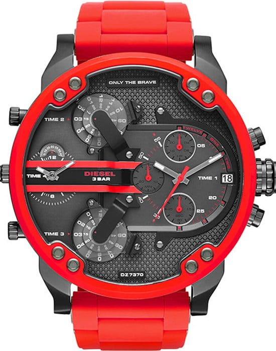 Diesel Diesel Mr. Daddy 2.0 DZ7370  DZ7370 кварцевые мужские часы черный циферблат, браслет сталь + силикон — вид спереди