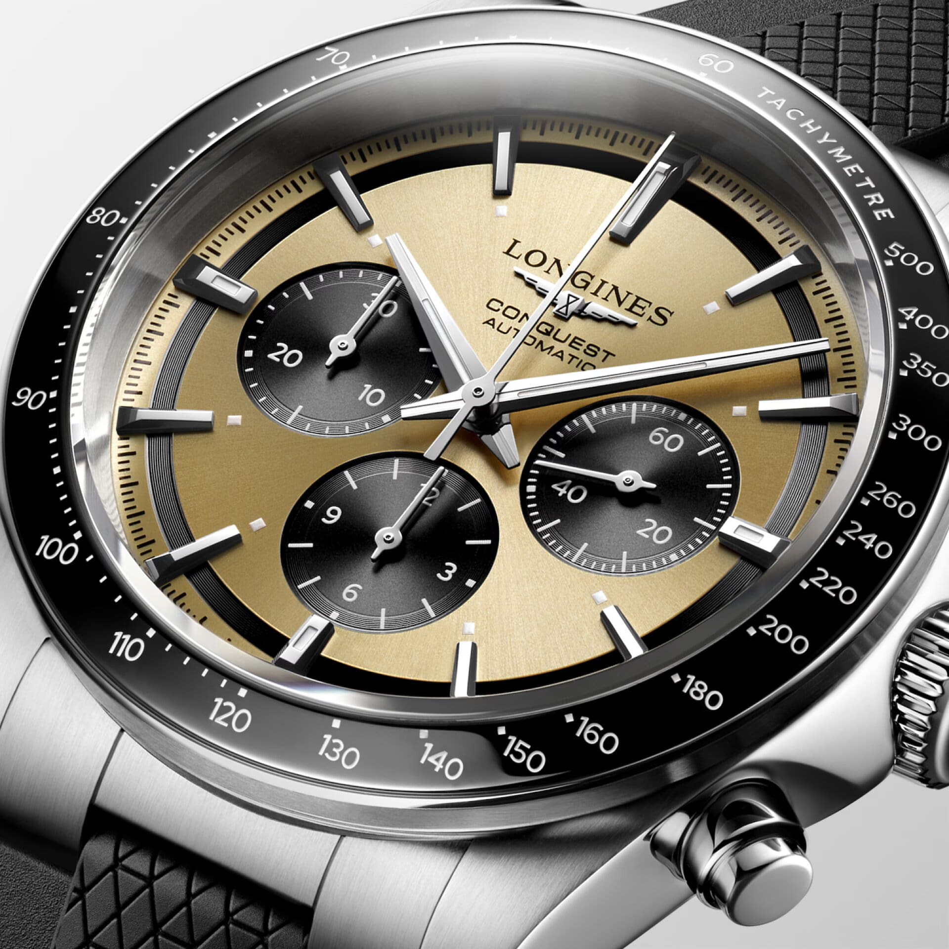 Longines Longines Conquest L3.835.4.32.9 мужские часы желтый циферблат на запястье