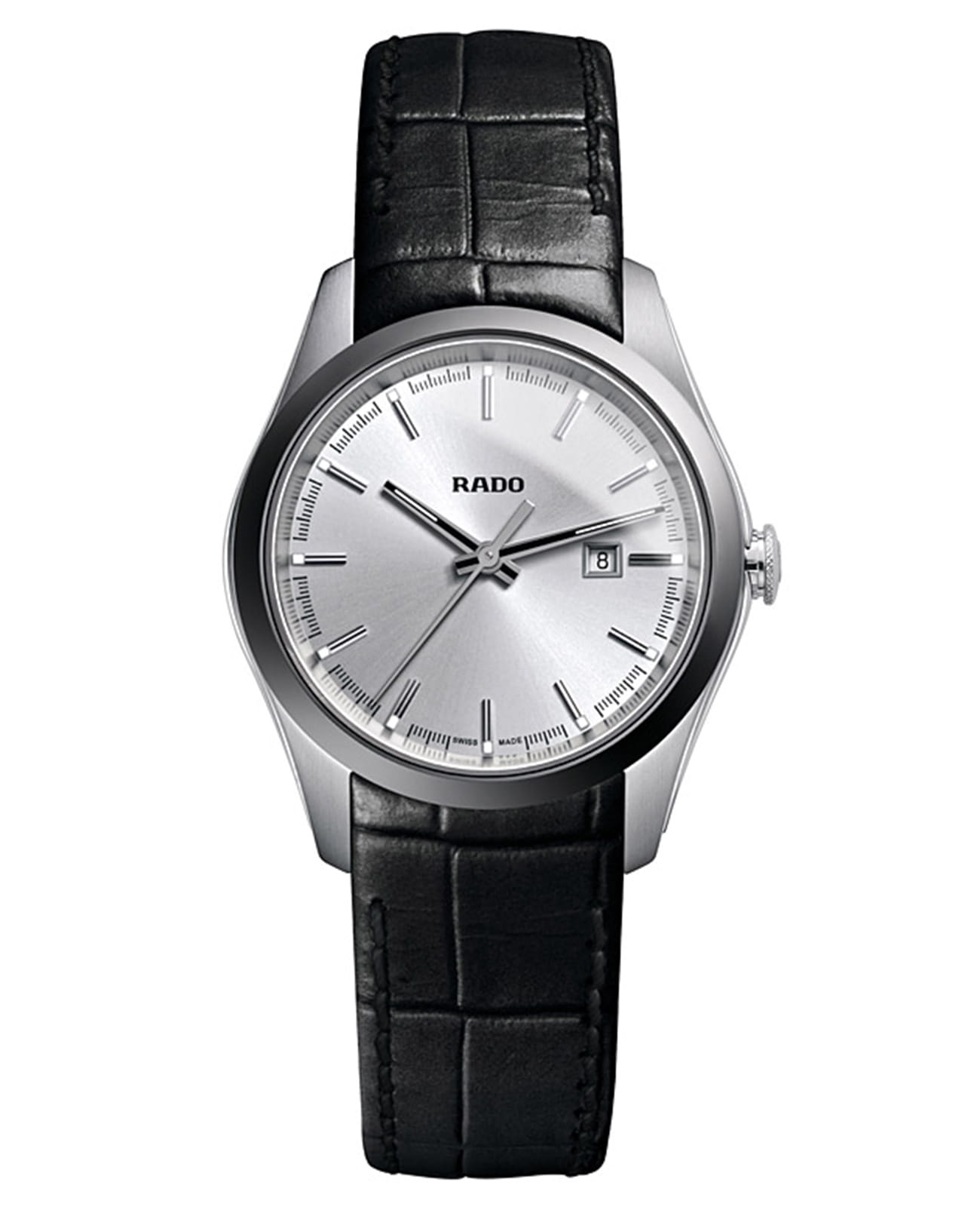 Rado Rado Hyperchrome R32110105  R32110105 кварцевые женские часы серебристый циферблат, браслет кожаный — вид спереди