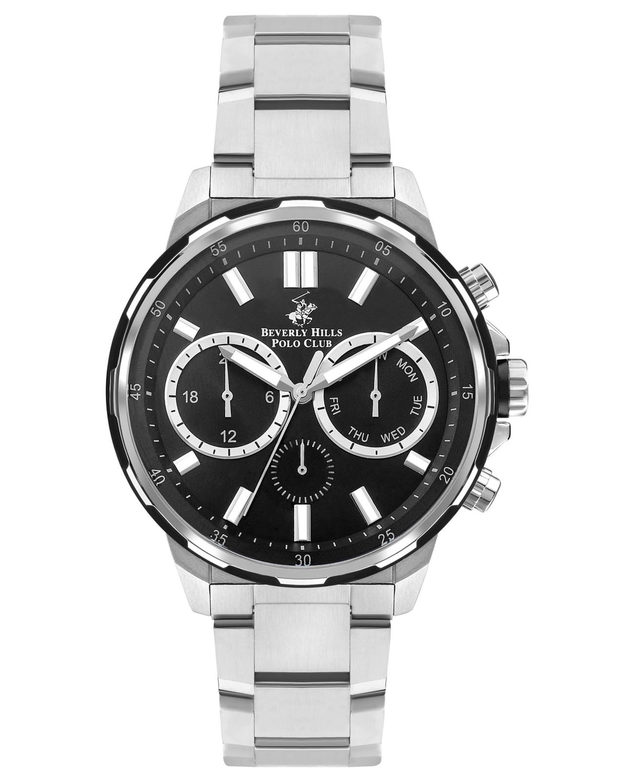 Beverly Hills Polo Club Beverly Hills Polo Club BP3403X.350  BP3403X.350 кварцевые мужские часы черный циферблат, браслет нержавеющая сталь — вид спереди