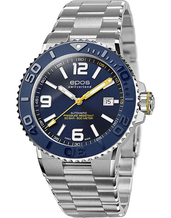Epos Epos Diver 3441.131.96.56.30 механические мужские часы часы крупный план синий циферблата