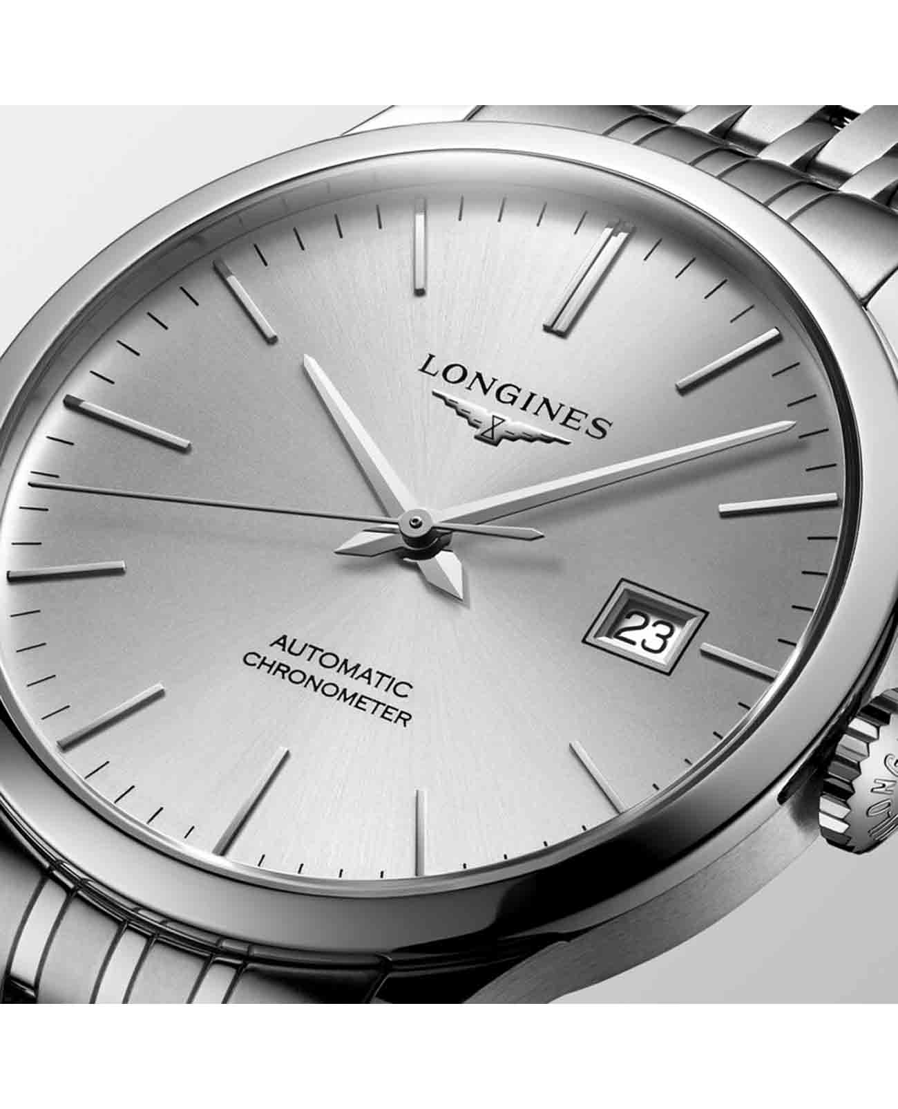 Longines Longines Record Collection L2.821.4.72.6 механические мужские часы часы крупный план  циферблата
