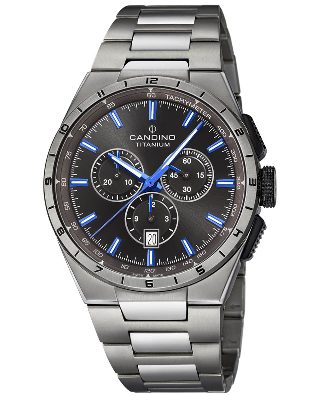 Candino Candino Titanium Chrono C4603/E  C4603/E кварцевые мужские часы черный циферблат, браслет титановый — вид спереди