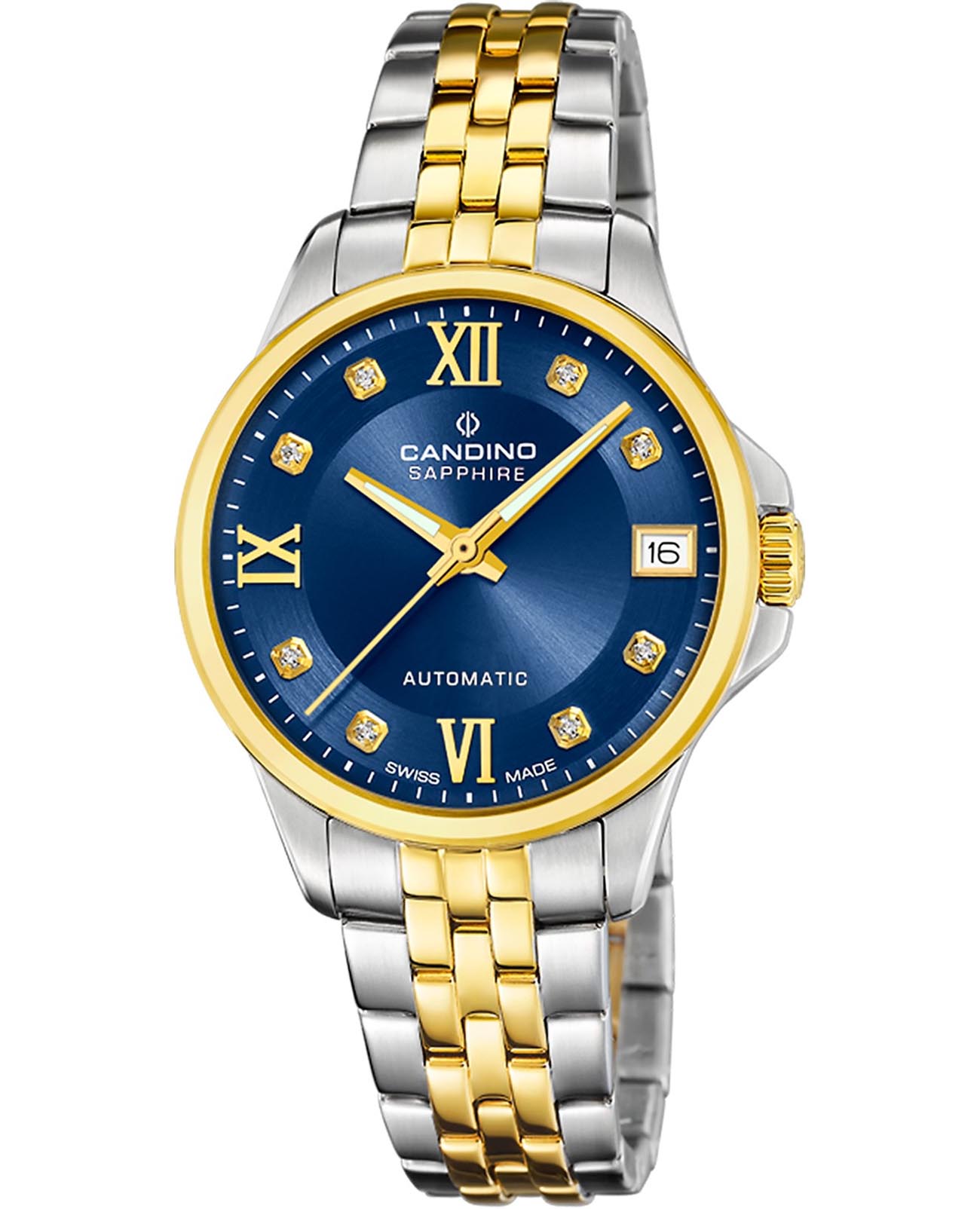 Candino Candino Automatic Ladies C4771/3  C4771/3 механические женские часы синий циферблат, браслет нержавеющая сталь с pvd-покрытием — вид спереди