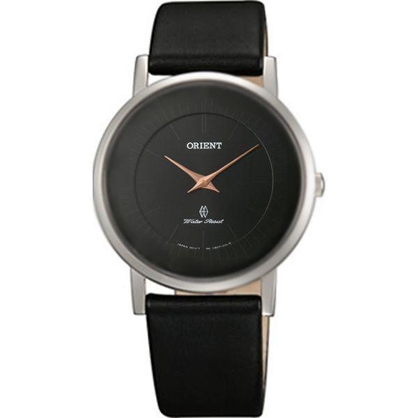 Orient Orient UA07005B (FUA07005B)  FUA07005B  мужские часы черный циферблат, браслет кожа + текстиль — вид спереди
