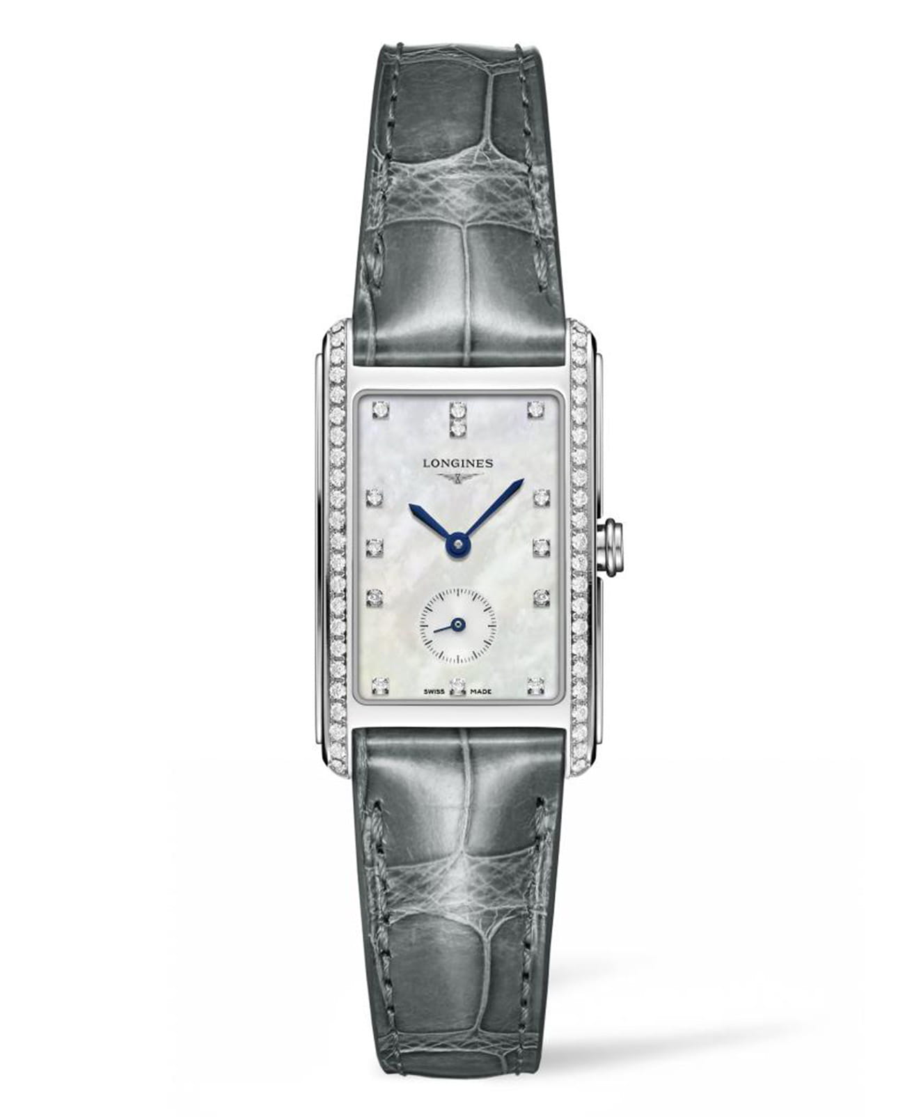 Longines Longines DolceVita L5.512.0.87.3  L55120873 кварцевые женские часы перламутровый циферблат, браслет кожаный — вид спереди