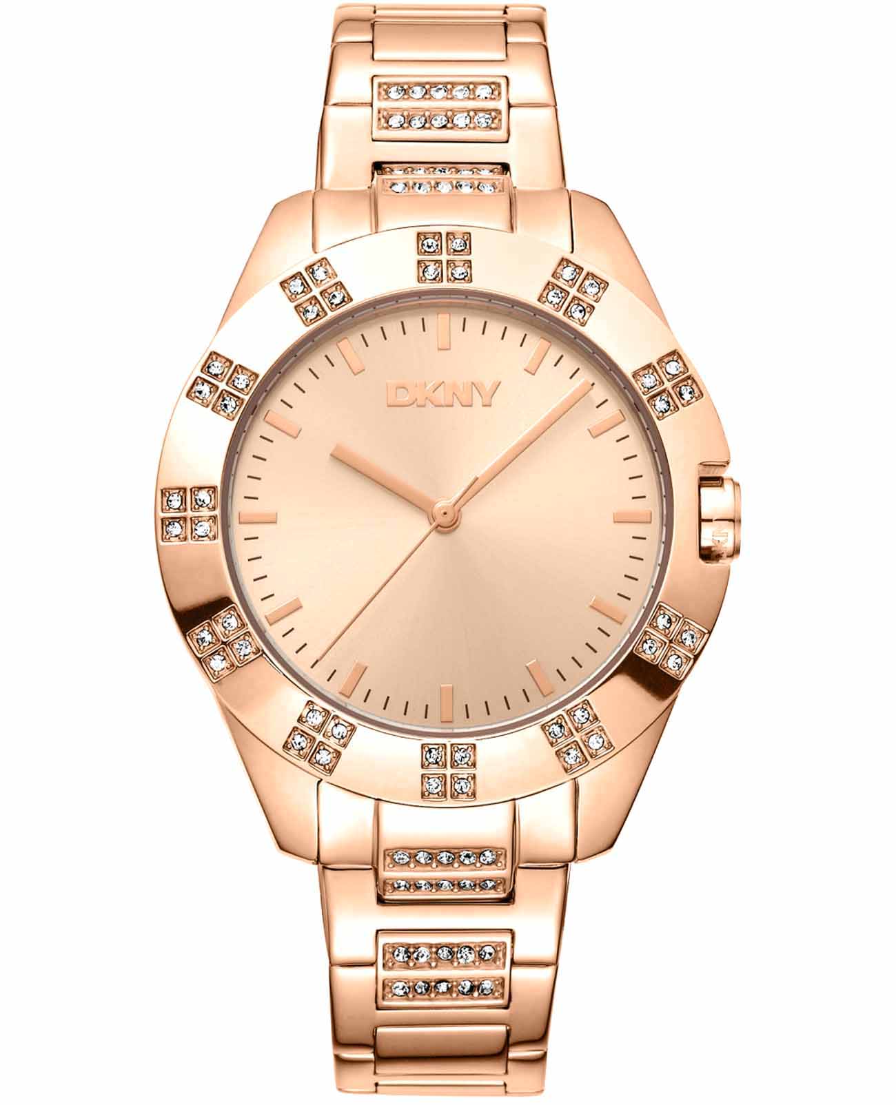 DKNY DKNY Park Ave Glitz DK1L019M0045  DK1L019M0045 кварцевые женские часы золотой циферблат, браслет нержавеющая сталь с ip-покрытием — вид спереди