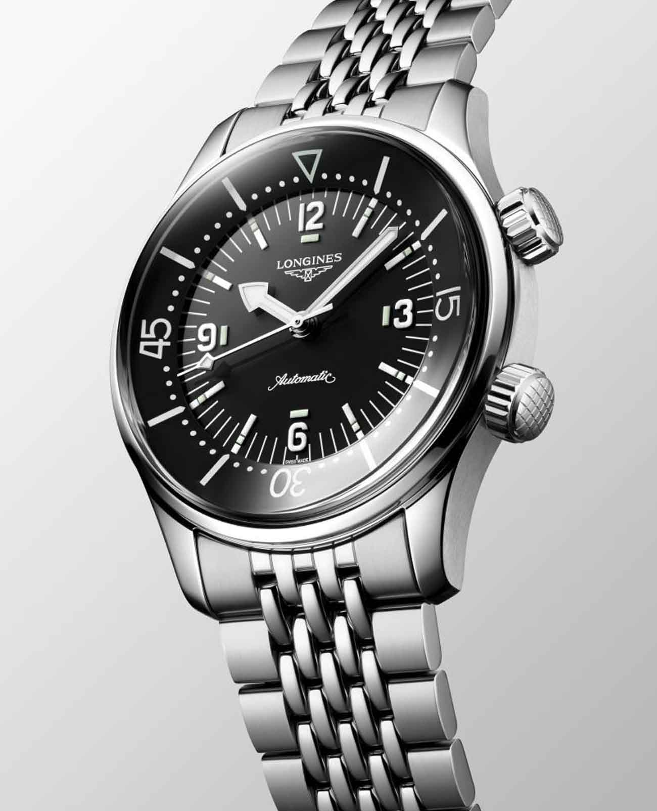 Longines Longines Legend Diver L3.764.4.50.6 мужские часы черный циферблат на запястье
