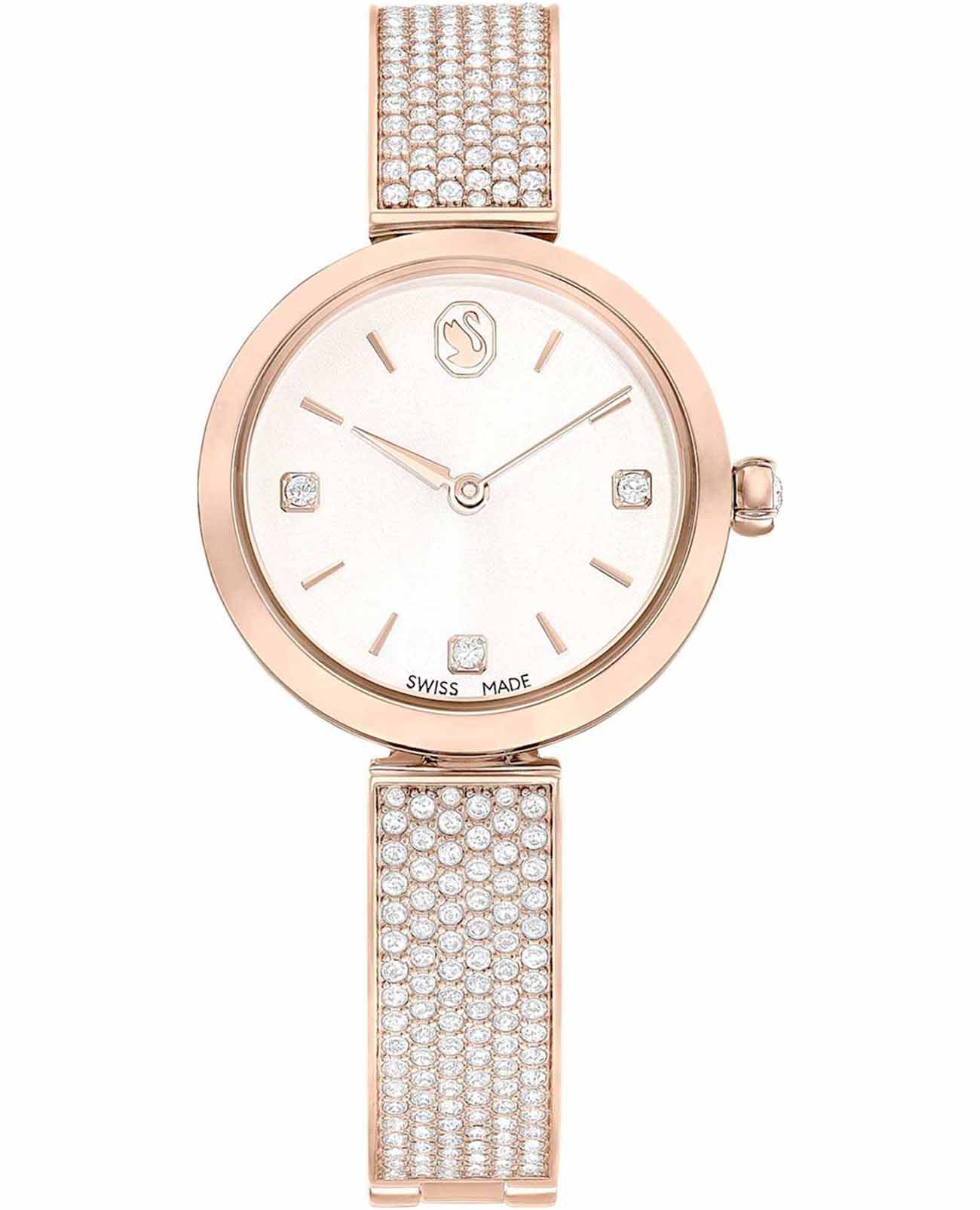 Swarovski Swarovski Illumina 5671196  5671196 кварцевые женские часы белый циферблат, браслет нержавеющая сталь с pvd-покрытием — вид спереди