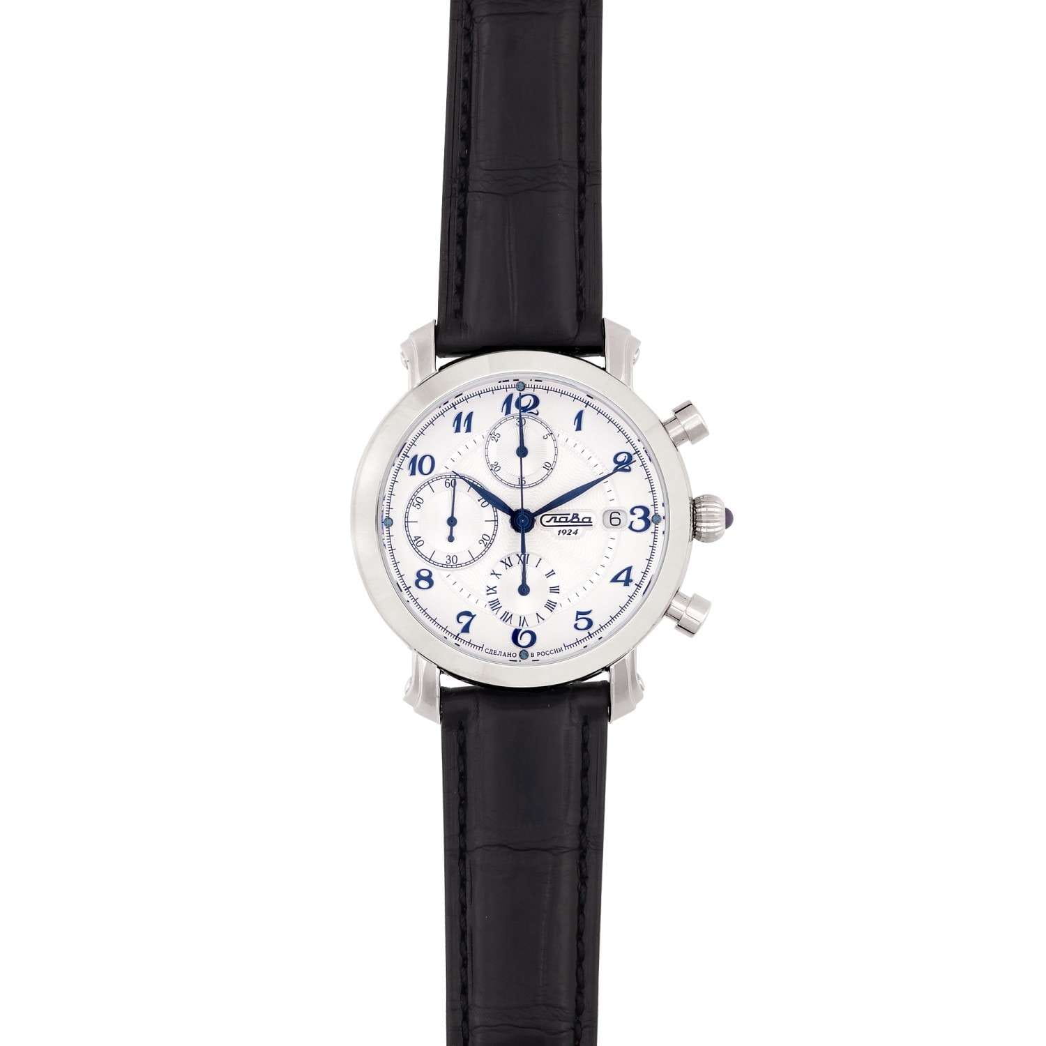 Слава Слава Слава России 2450618/300-7750,  россия мужские часы на браслете кожаный боковой вид